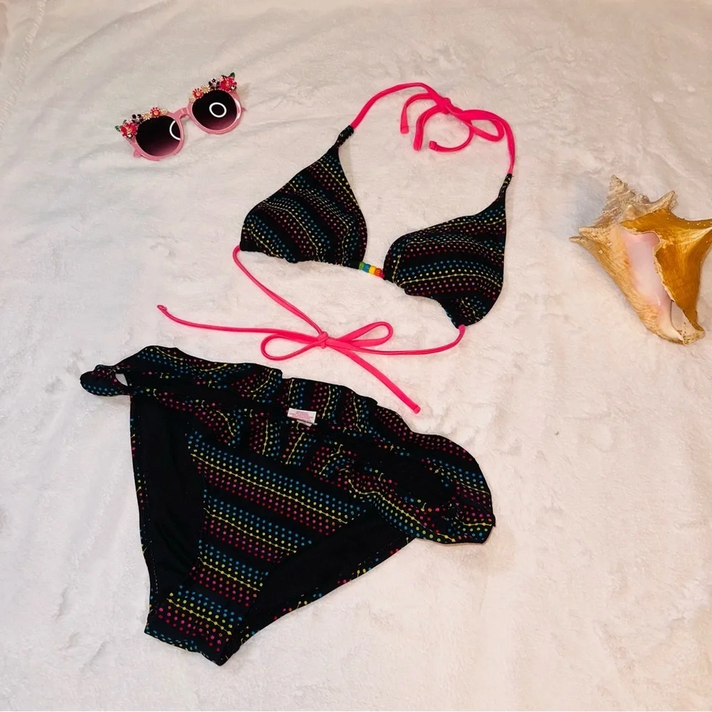 Polka dot rainbow 2 piece swimsuit